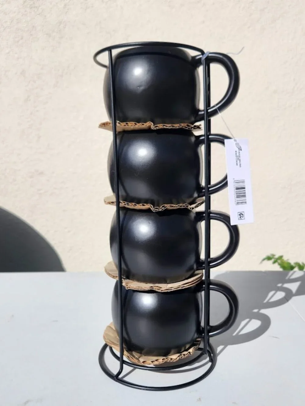 NEW Skull Mug Set of 4 Stackable Mugs Dia De Los Muertos Skulls Halloween Stonew